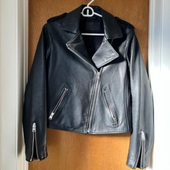 All Saints Black Leather Moto Jacket - Picture 2 of 7